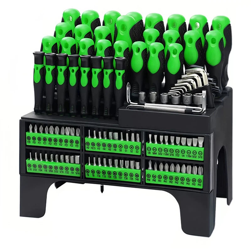 NONEDIY 100 Piece Insulated Magnetic Screwdriver Set With Plastic Holder