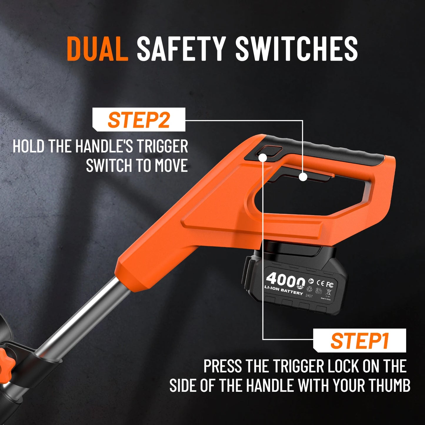 TaskStar Cordless Snow Sweeper 20V 2x4000mAh Rechargeable Battery Powered Snow Shovel Garden Cleaning Tool w/LED Light For Night