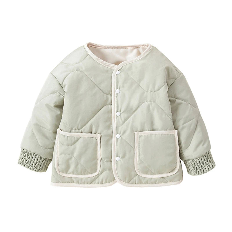 Kids Quilted Puffer Hooded Jacket Zipper Closure Unisex Winter Coat