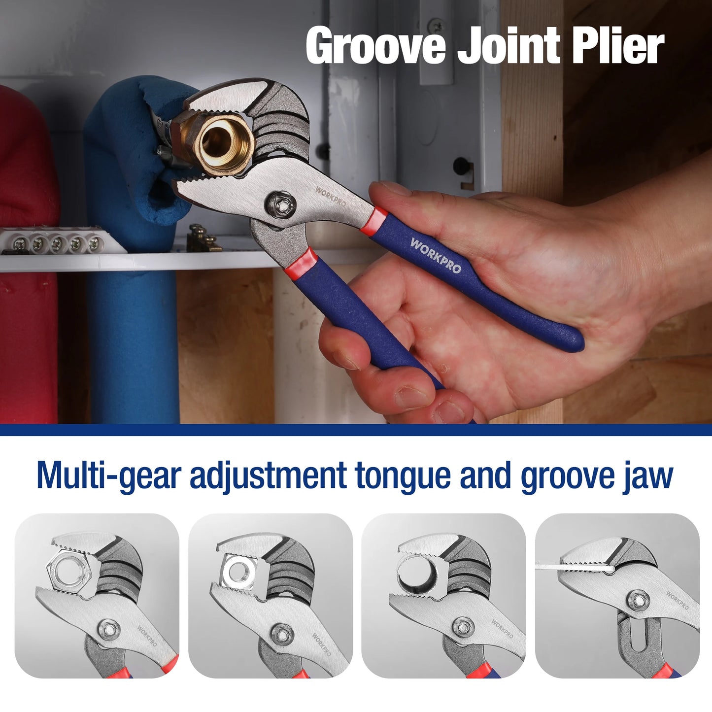 WORKPRO 7 Piece Pliers Set Groove Joint Long Nose Slip Joint Linesman Diagonal