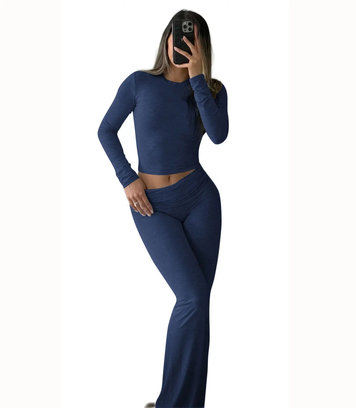 Women's Yoga Two-Piece Set Long Sleeve Wide Leg Activewear