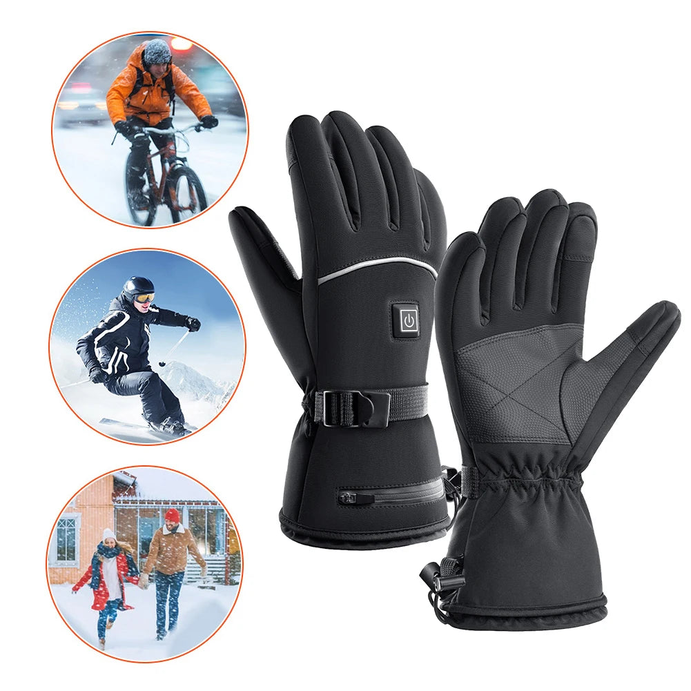 VKTECH Motorcycle Heated Gloves Waterproof Touchscreen With 3 Gear Heating
