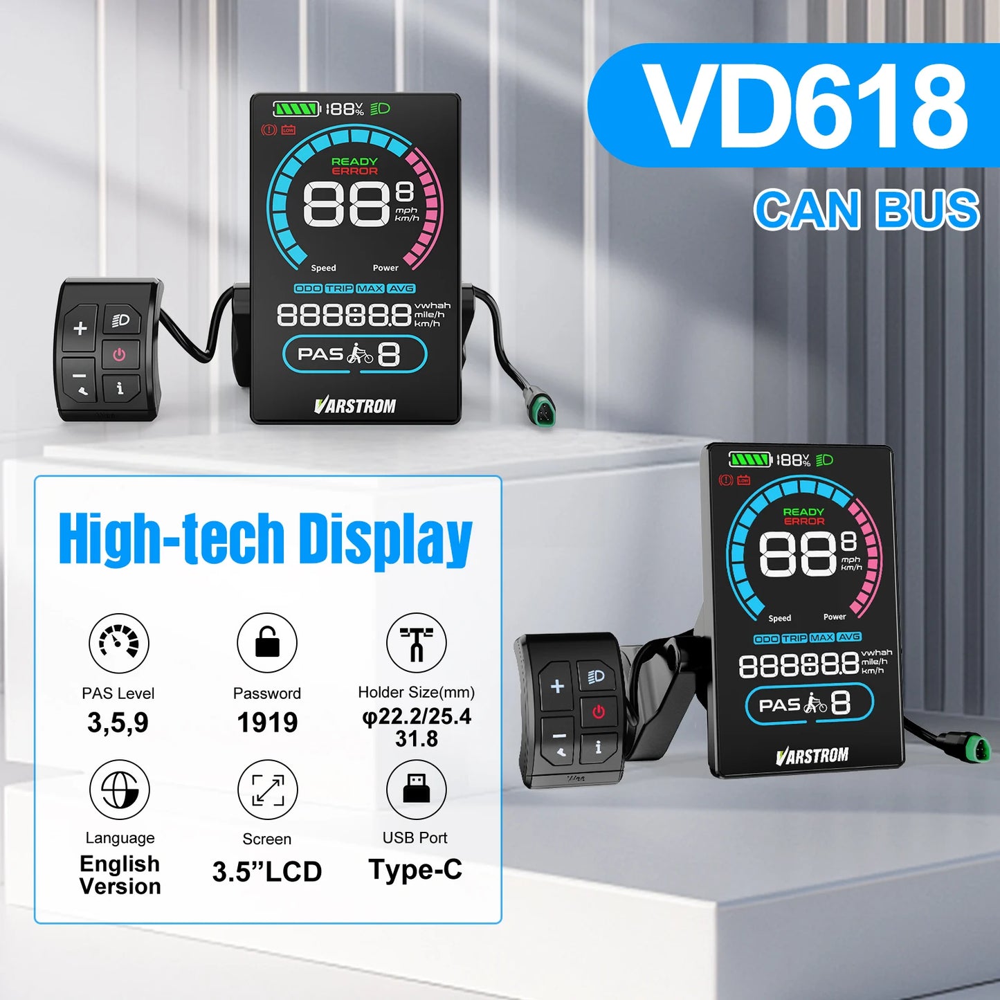 Varstrom CAN Display DPC010 Ebike Computer For Bafang CAN Bus