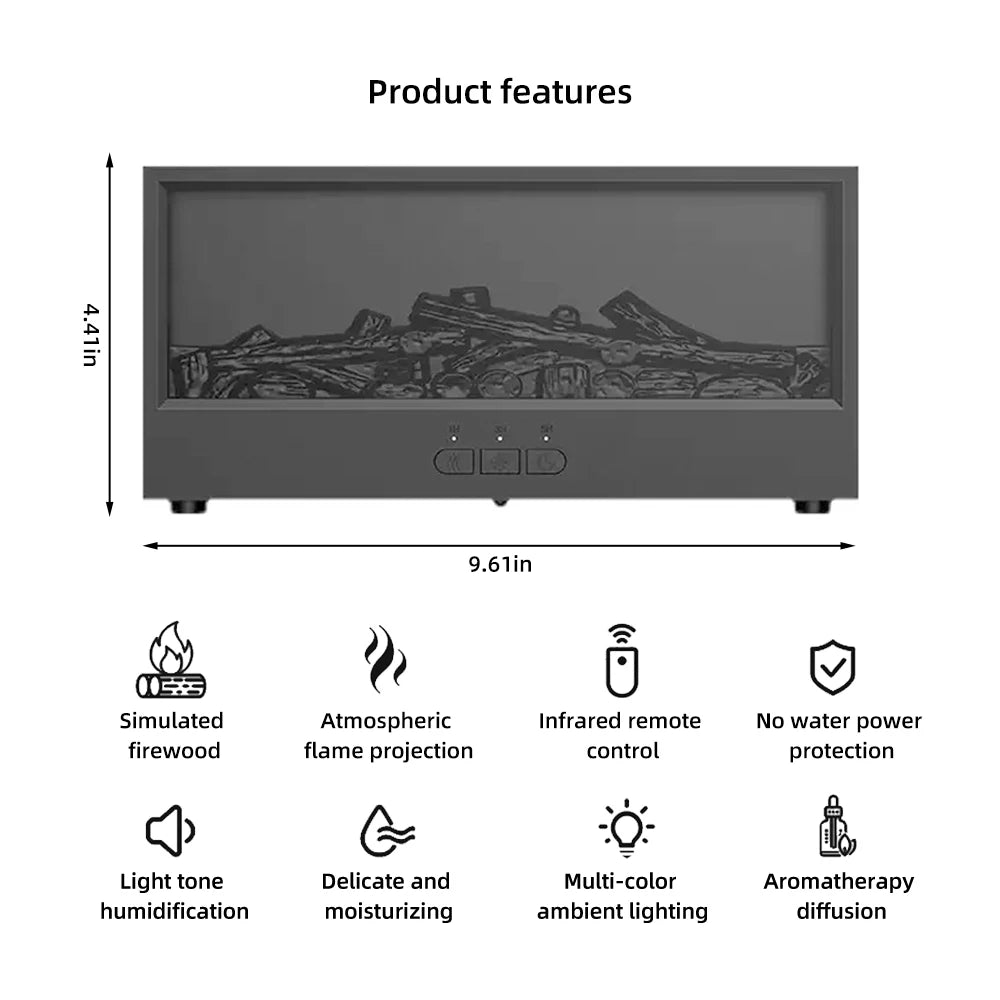 LISM Fireplace Diffuser Aromatherapy Humidifier With Flame Effect