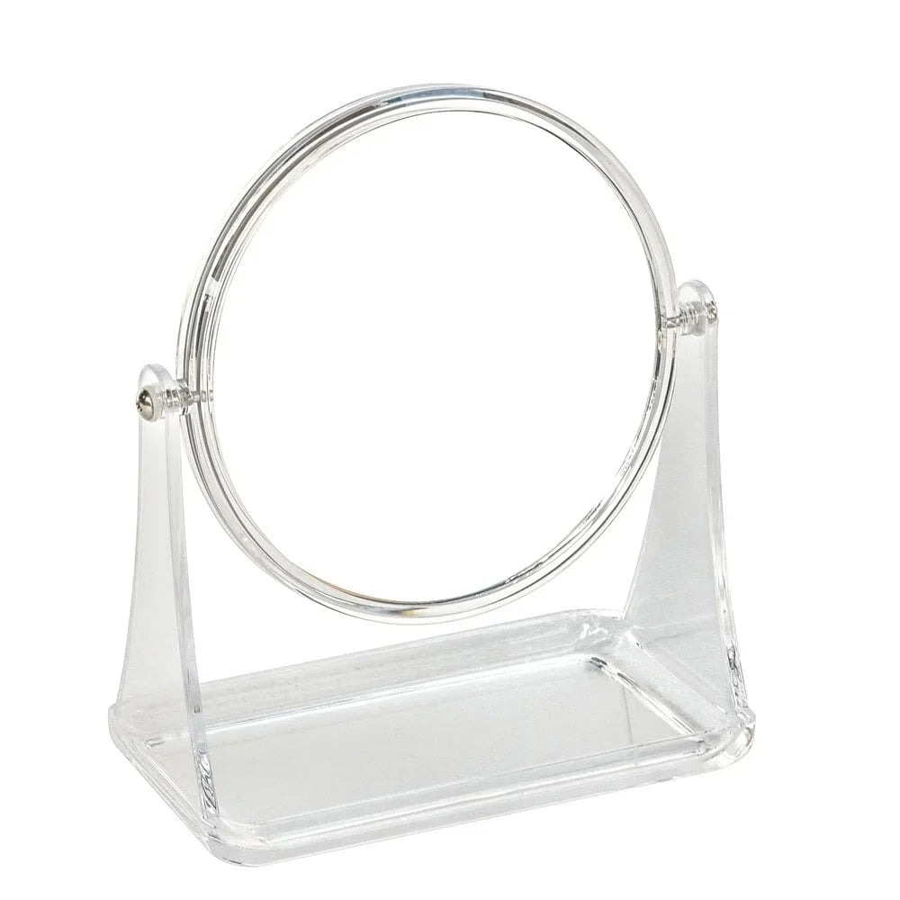 Double-Sided Vanity Mirror With 3x Magnification And Storage Base
