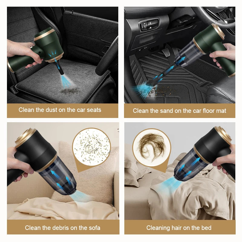 High Power Car Blower Vacuum, 2-in-1 Strong Suction & Blowing, Portable for Auto/Home Cleaning, Dust Removal from Seat/Mat/Trunk