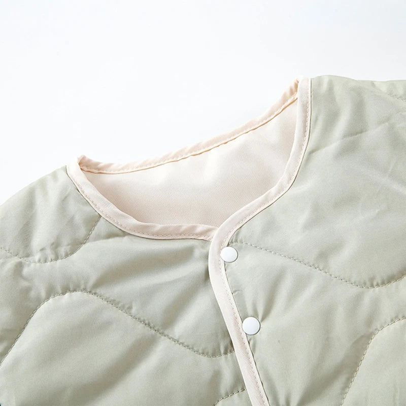 Kids Quilted Puffer Hooded Jacket Zipper Closure Unisex Winter Coat