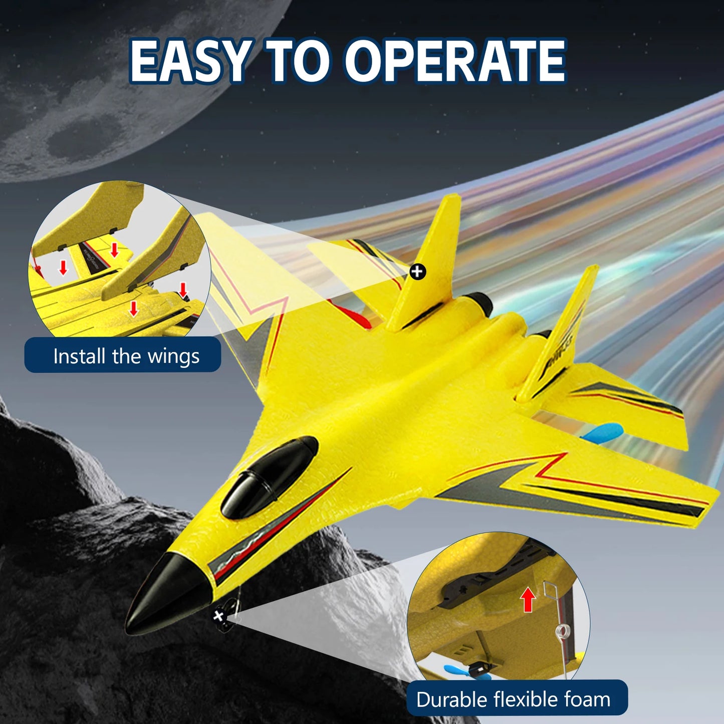 HW33 RC Fighter Jet Toy Fixed Wing Plane With 6 Axis Gyro