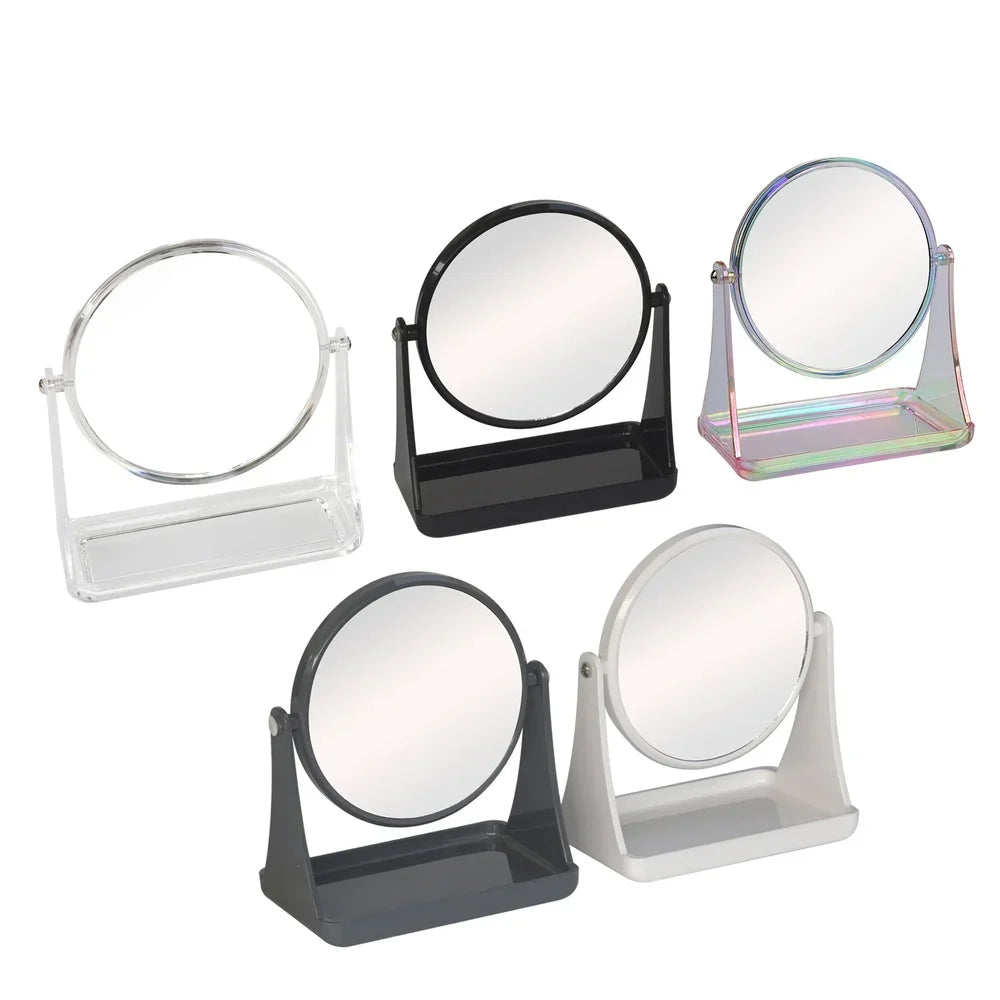 Double-Sided Vanity Mirror With 3x Magnification And Storage Base