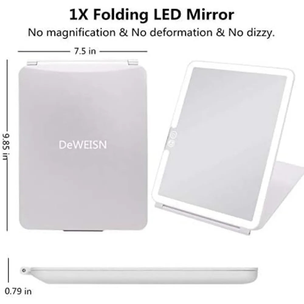 Hign-concerned Folding Lighted Makeup Mirror with 72 LEDs USB Rechargeable