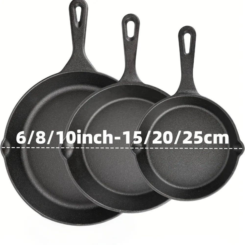 AEDG Cast Iron Skillet Set Three Piece Preseasoned Pans