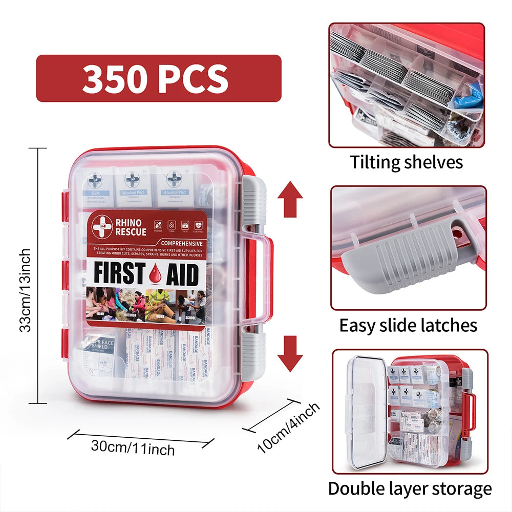 Rhino Rescue 350 Piece OSHA All Purpose First Aid Kit