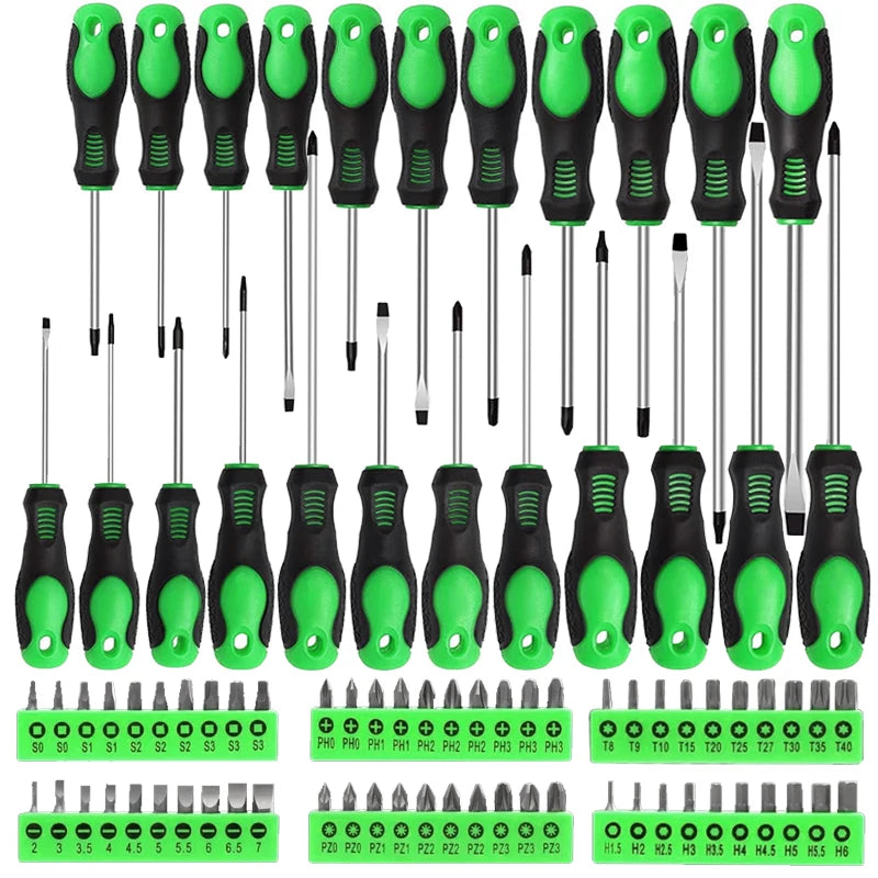 NONEDIY 100 Piece Insulated Magnetic Screwdriver Set With Plastic Holder