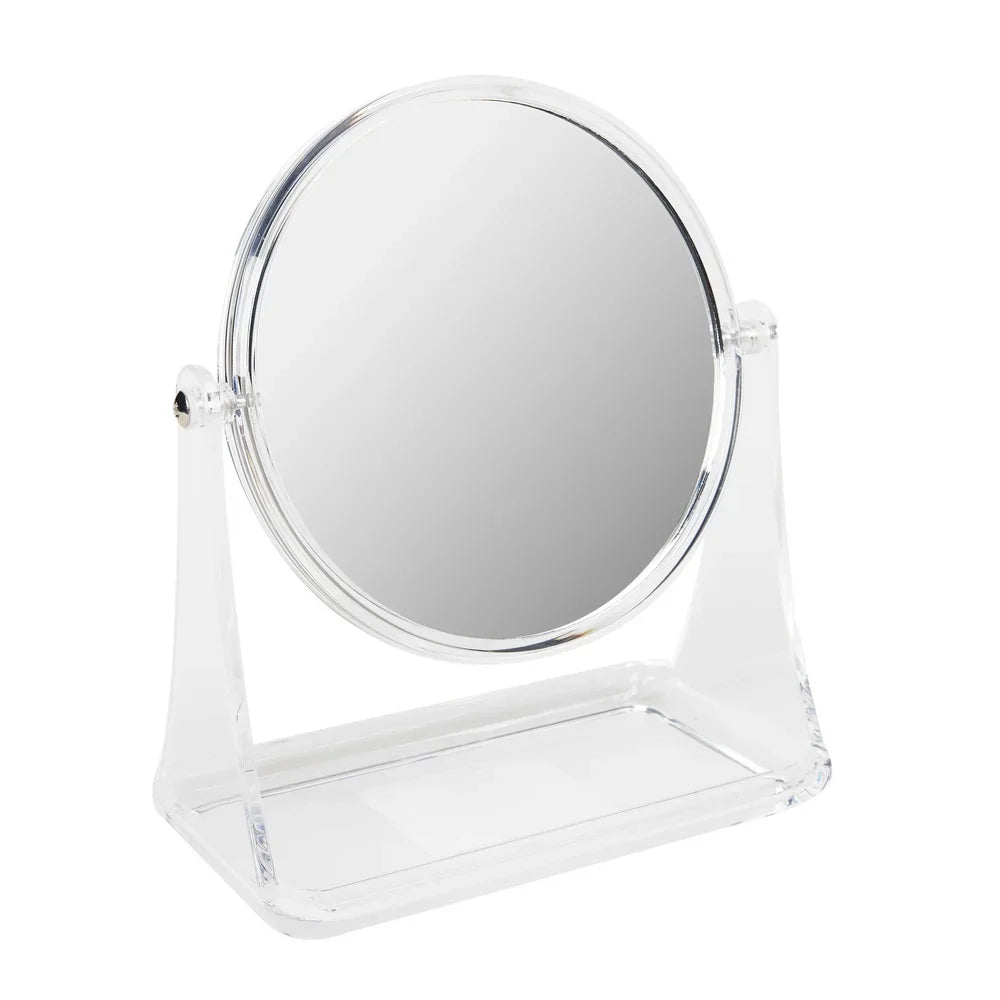 Double-Sided Vanity Mirror With 3x Magnification And Storage Base