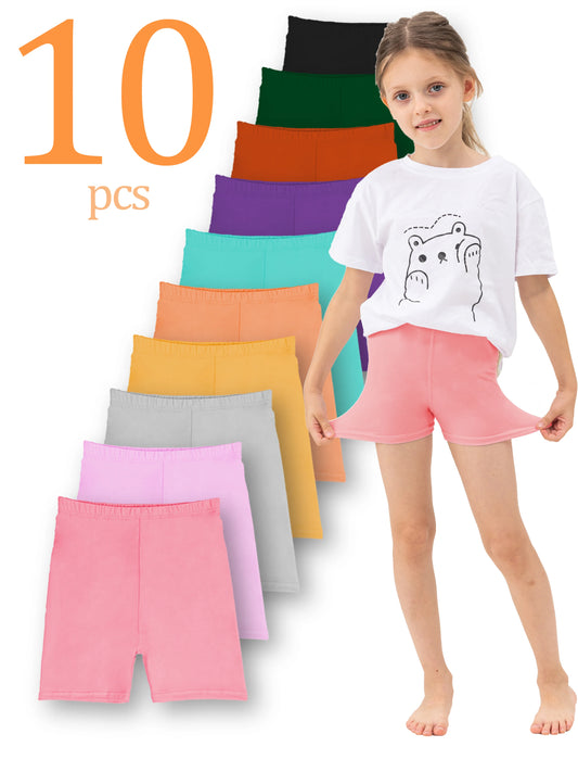 Girls Biker Shorts Multipack Elastic Waist Polyester Elastane