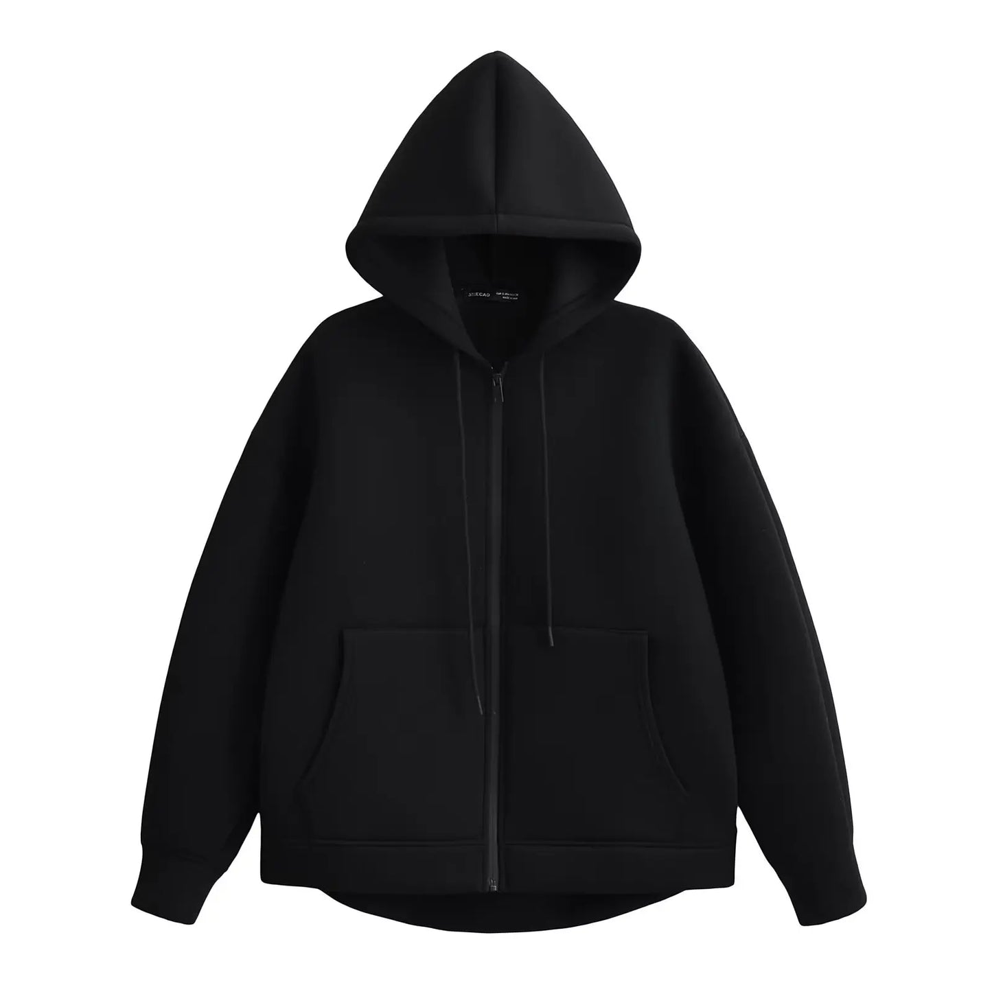 Autumn Hooded Women Jacket With Pockets Zipper Outerwear Coat