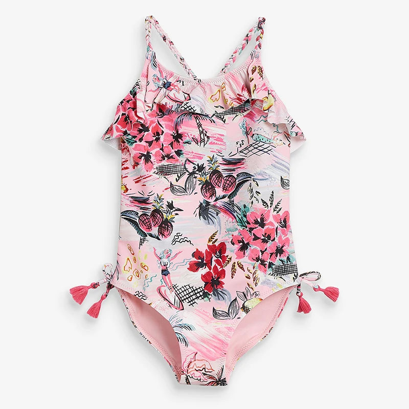 Baby Girls Swimwears Summer Bikini Set Sun Protection Kids Cute Floral Toddler Learn Swimming Suits One-Piece Sunbeach Swimsuit