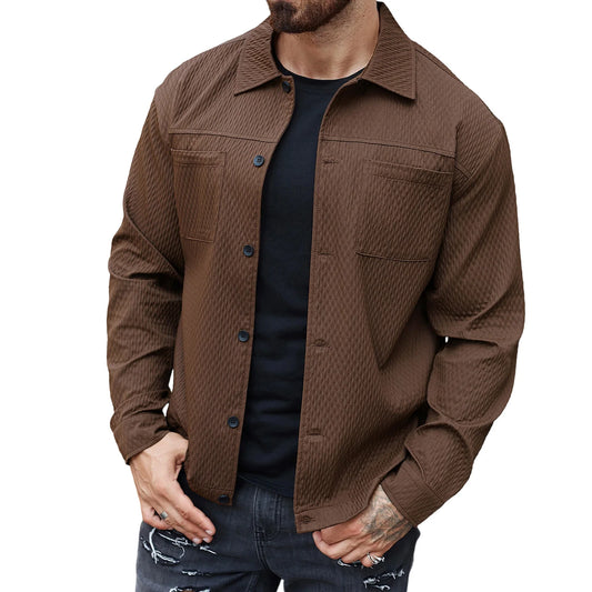 Men's Casual Shirt Jacket Regular Fit Long Sleeve Button Up