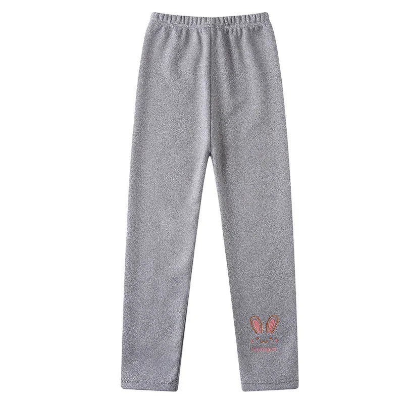 Girls Winter Thick Warm Leggings With Cute Rabbit Print