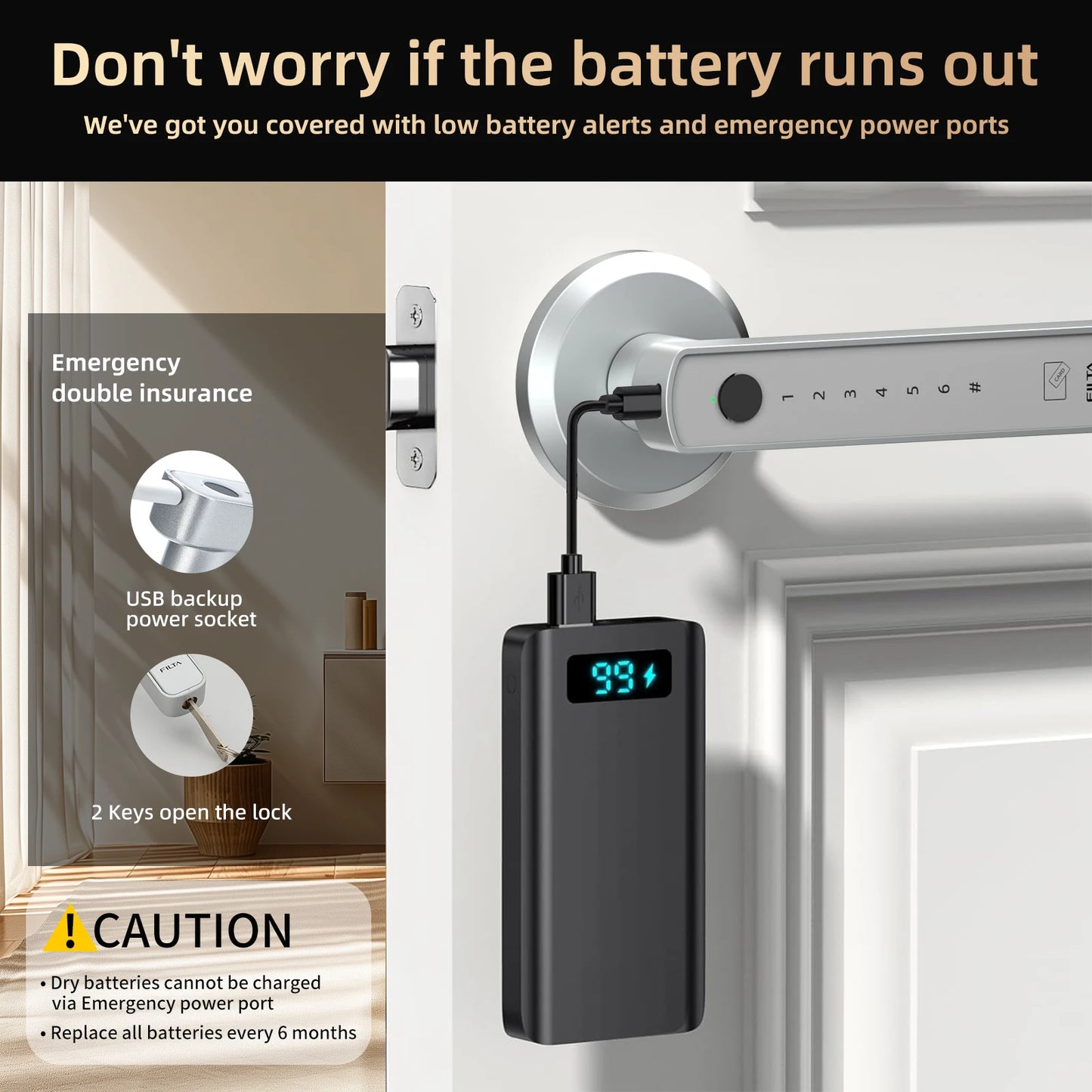 Viladepot Smart Lock Fingerprint Door Lock With Bluetooth App Control