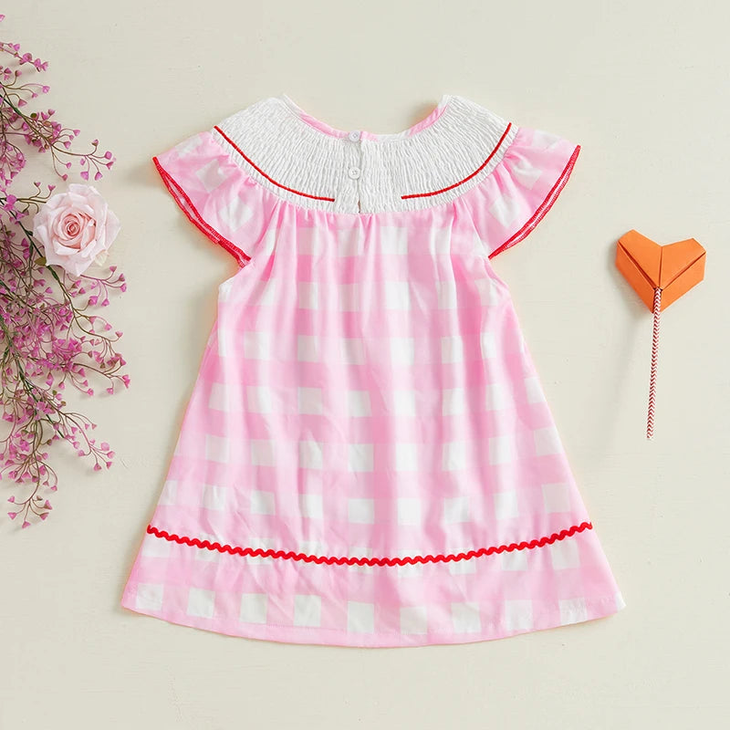 Toddler Girl Sleeveless Plaid Floral Print A Line Dress