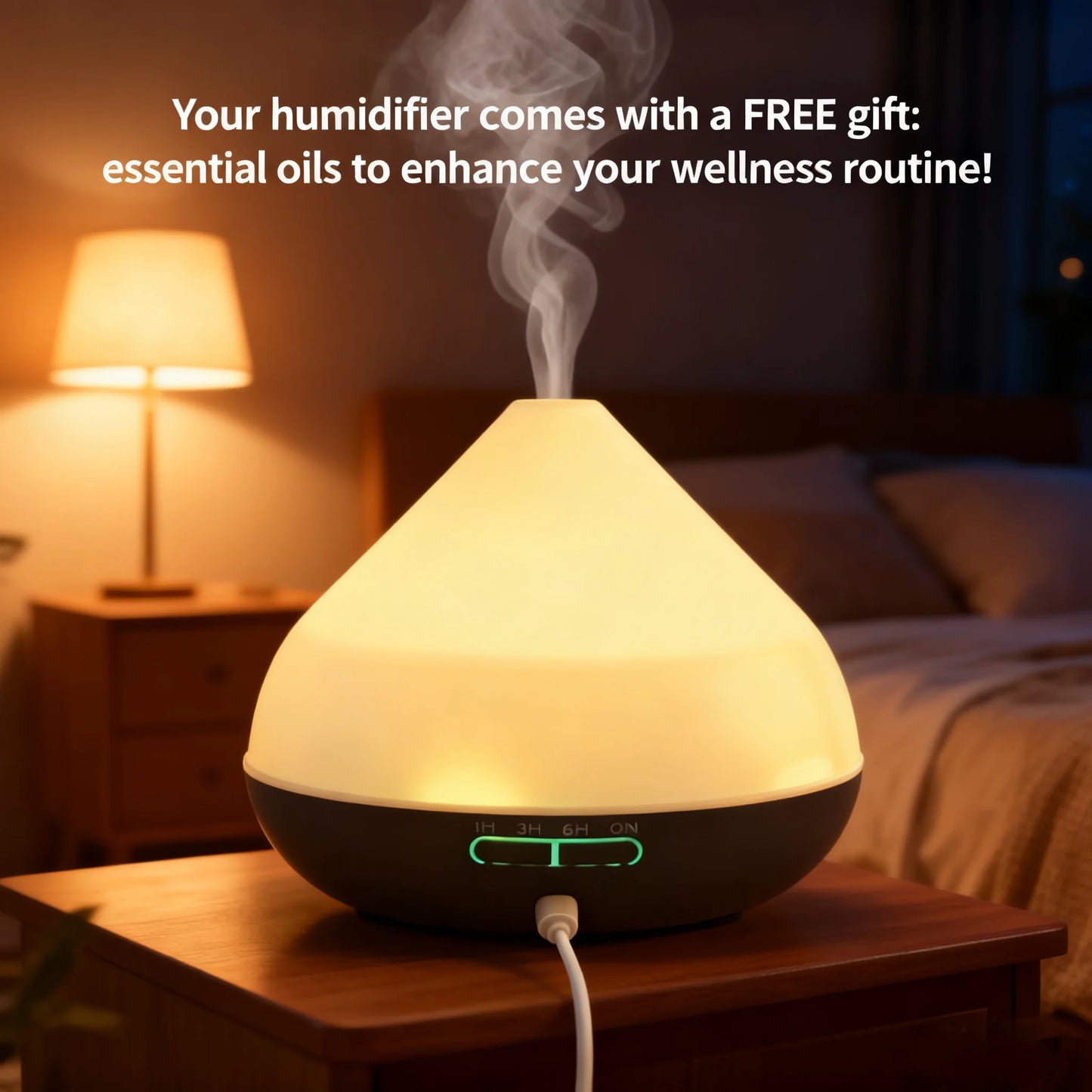 Miflame Ultrasonic Air Humidifier Aromatherapy Diffuser With LED Night Lights