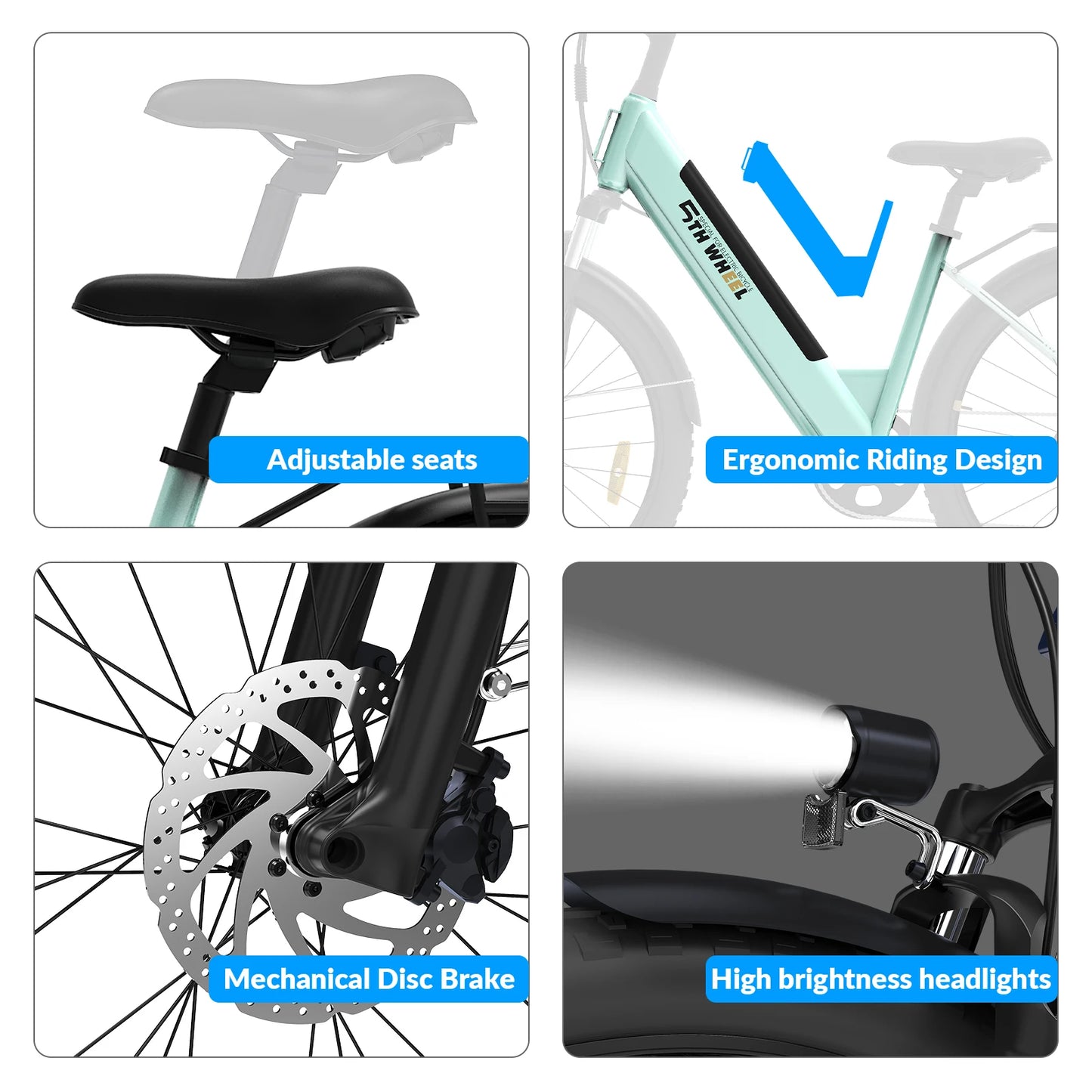 5TH WHEEL AB18 Electric Commuter Bike for Adults, 26-Inch E-Bike with 700W Peak Motor, 31-40 Miles Range, 36V 10.4AH