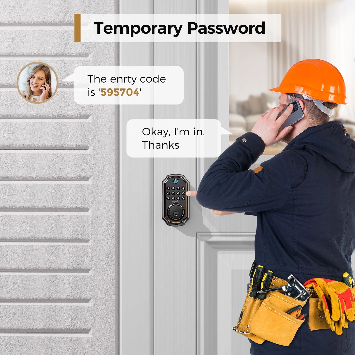 Arpha D280 Keyless Entry Door Lock 5 In 1 Smart Fingerprint Deadbolt