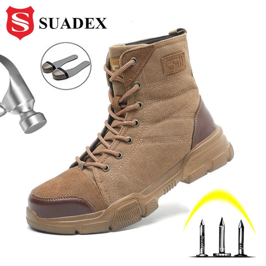 SUADEX Steel Toe Work Boots For Men Safety Shoes Desert