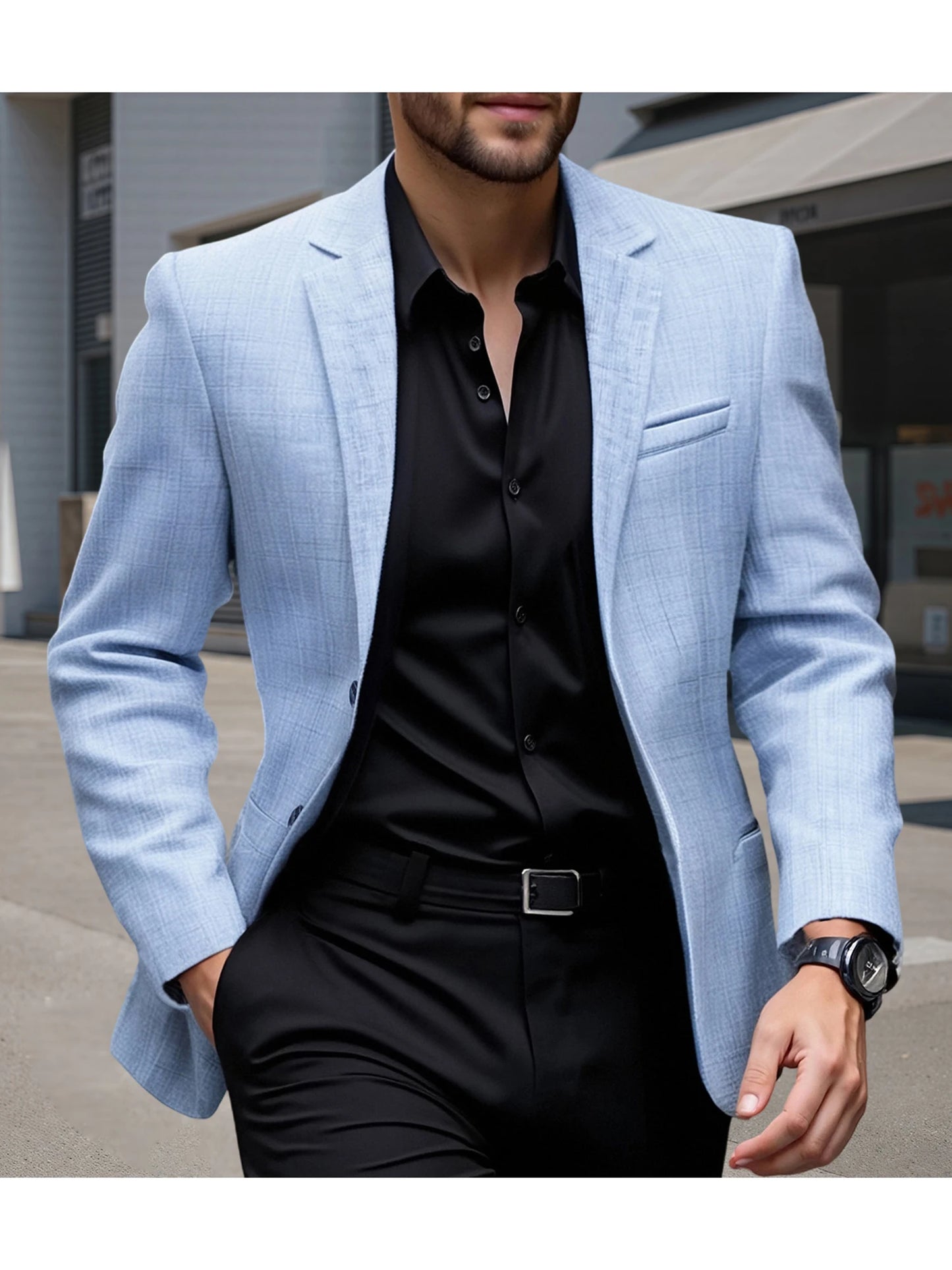 Men's Fit Casual Blazer With Notched Lapel Button Closure