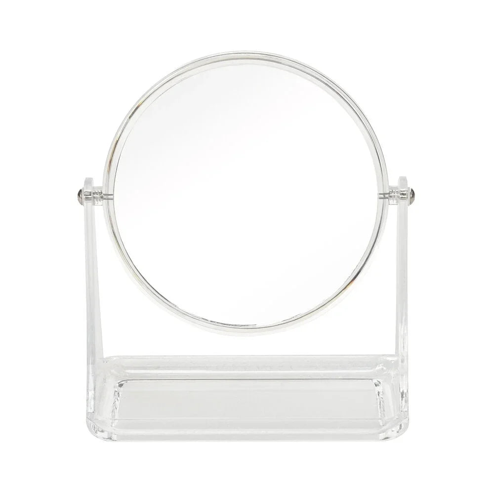 Double-Sided Vanity Mirror With 3x Magnification And Storage Base
