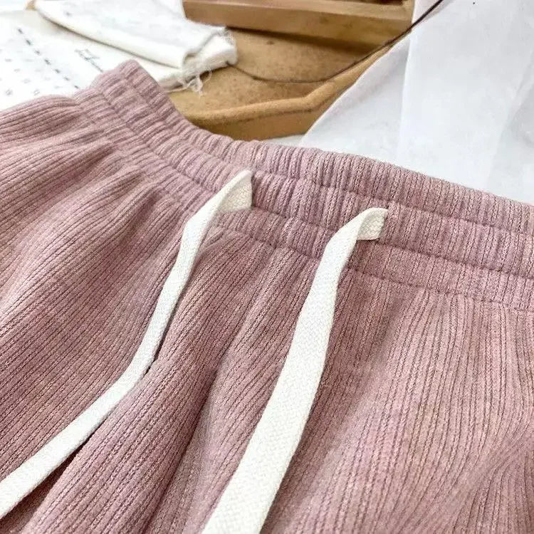 Hebei Craft Of Weaving Winter Cashmere Fleece Lined Wide Leg Pants High Waist