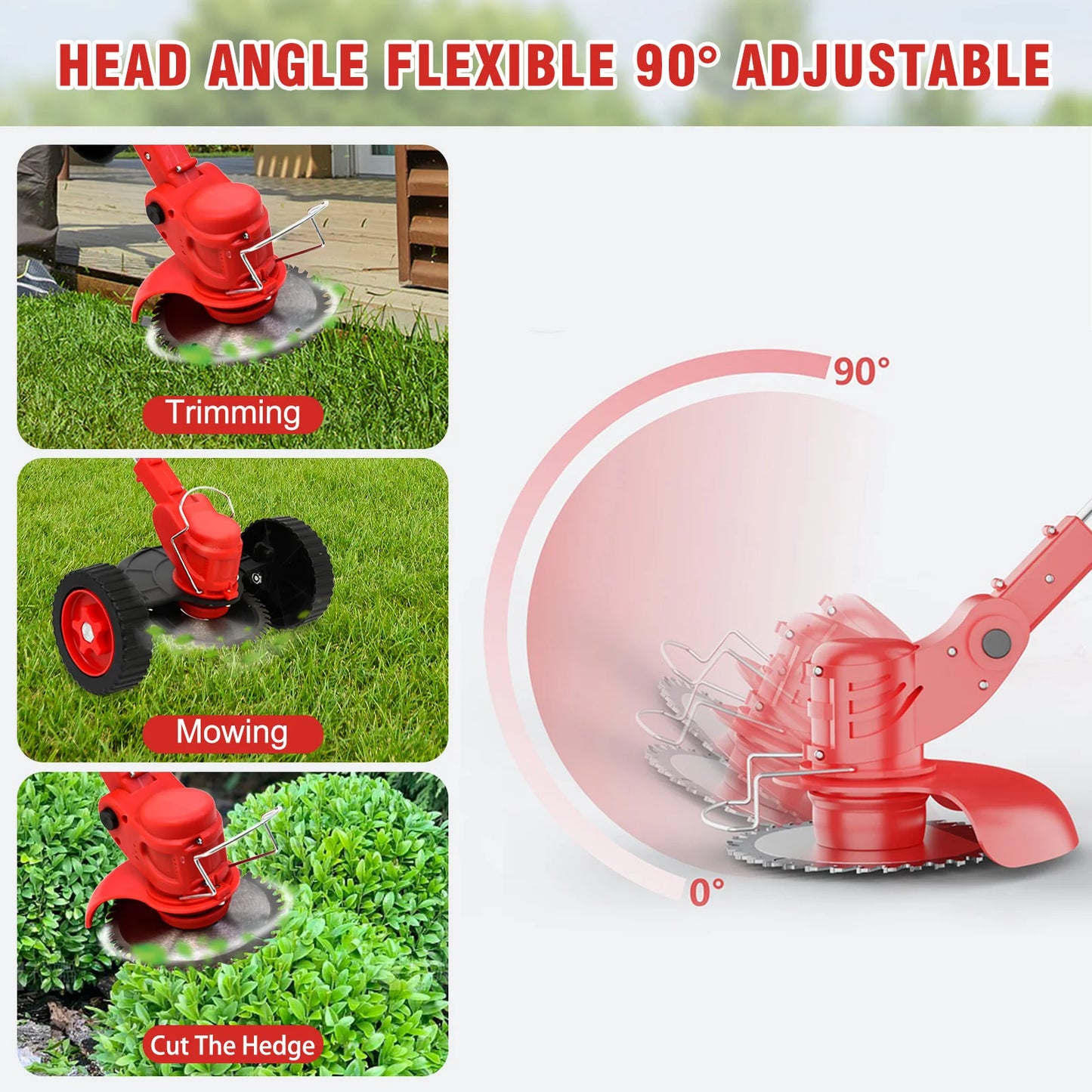 21V Cordless Weed Wacker Trimmer With Wheels 3 In 1