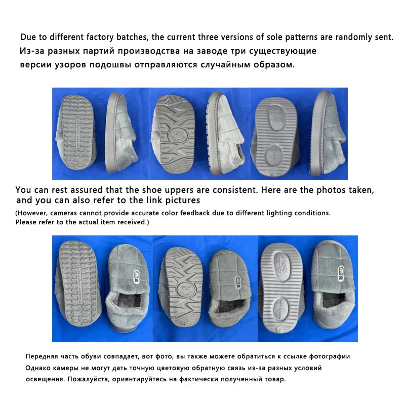 Men's Winter Plush Slippers Non Slip Warm Indoor Cotton Home Shoes