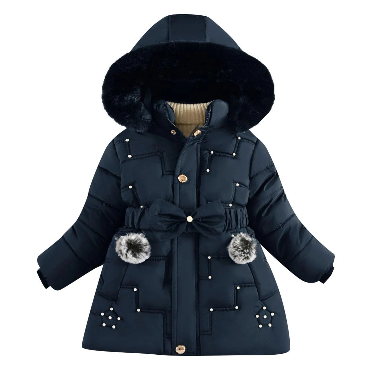 Kids Unisex Fleece-Lined Hooded Sweatshirt Winter Warmth