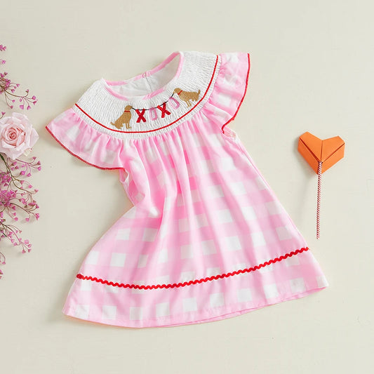 Toddler Girl Sleeveless Plaid Floral Print A Line Dress