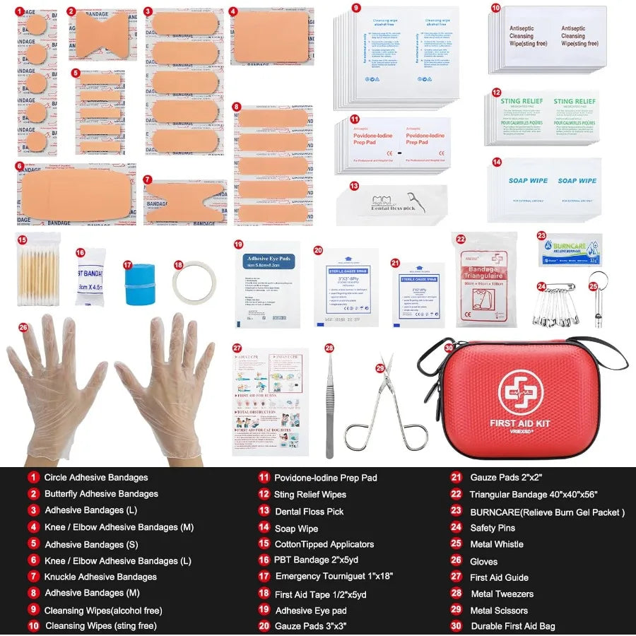 Hign-concerned Mini First Aid Kit 150 Piece Waterproof Hard Shell