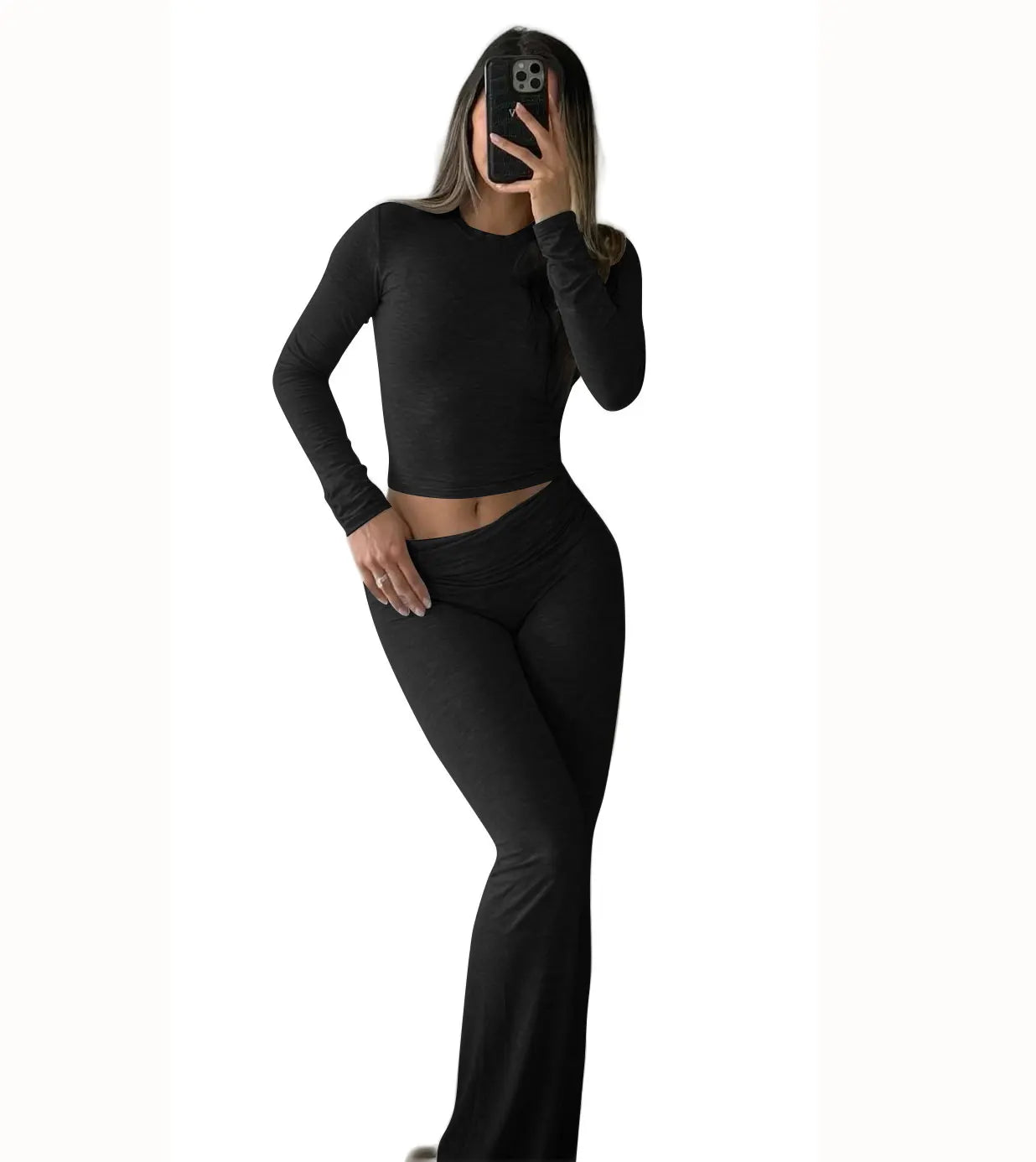 Women's Yoga Two-Piece Set Long Sleeve Wide Leg Activewear
