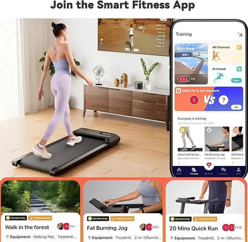 Superun 2-In-1 Home Office Walking Treadmill With App Remote