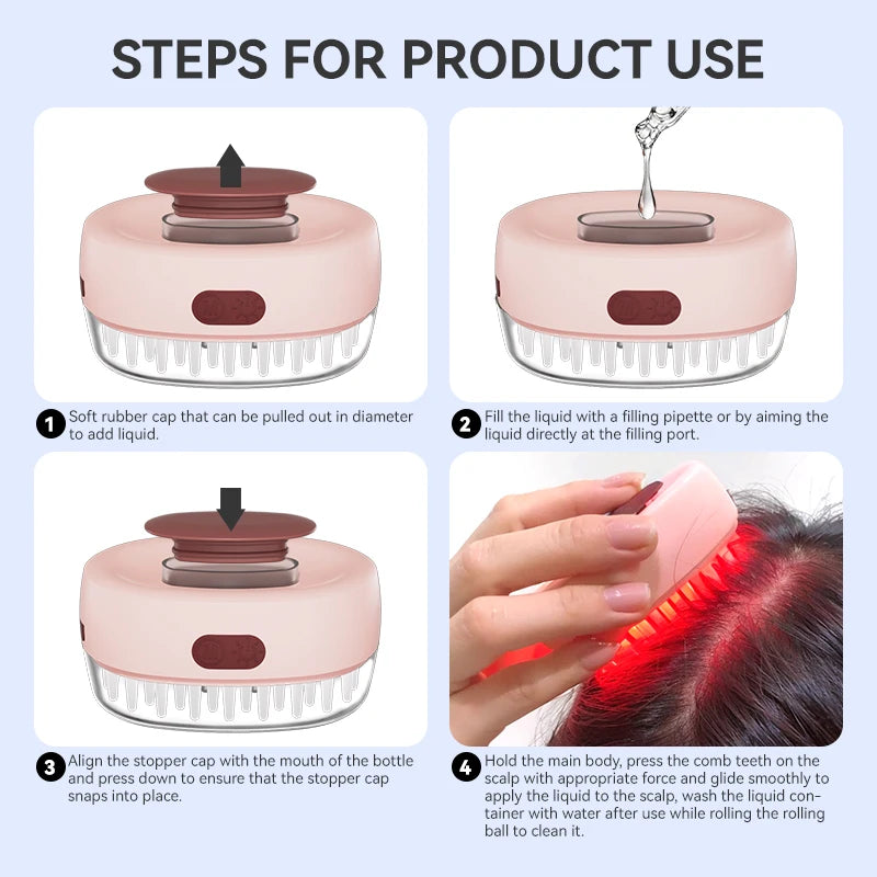 Anti Hair Loss Light Therapy Scalp Massage Device With Oil