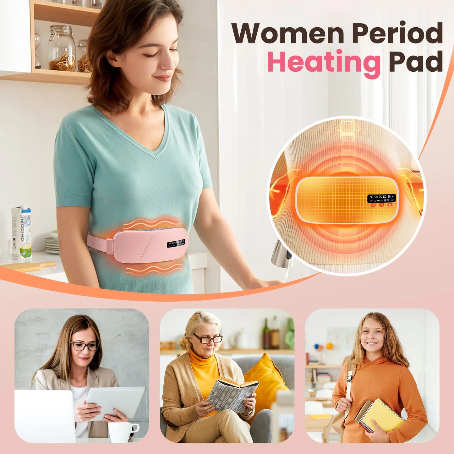 Hailicare Uterus Warming Belt Electric Thermal Pad for Period Pain