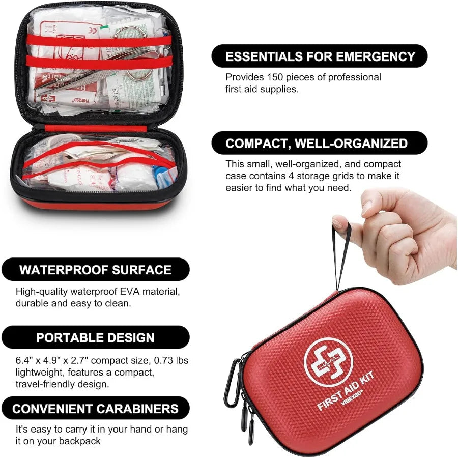 Hign-concerned Mini First Aid Kit 150 Piece Waterproof Hard Shell