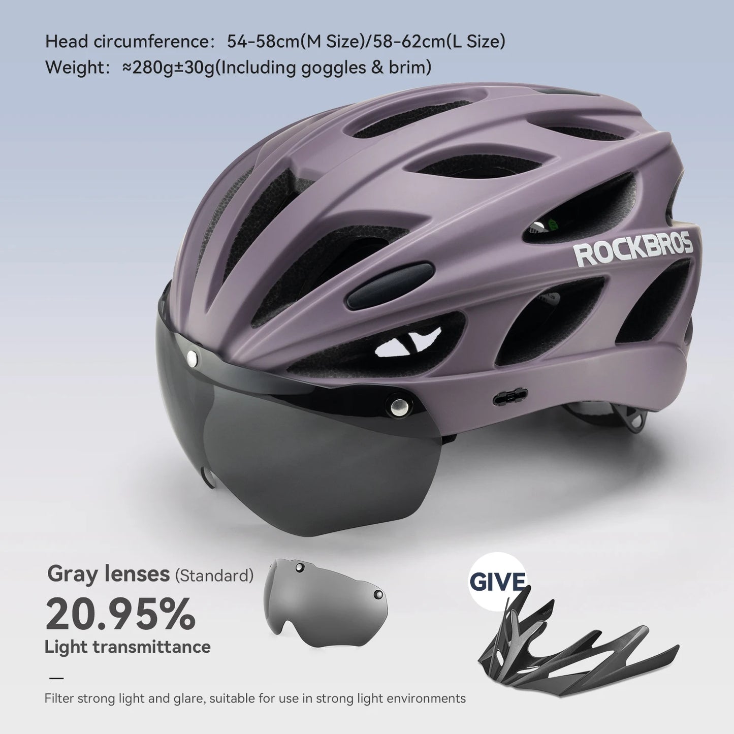 ROCKBROS Cycling Helmet With Integrated Goggles Lightweight Head Protection