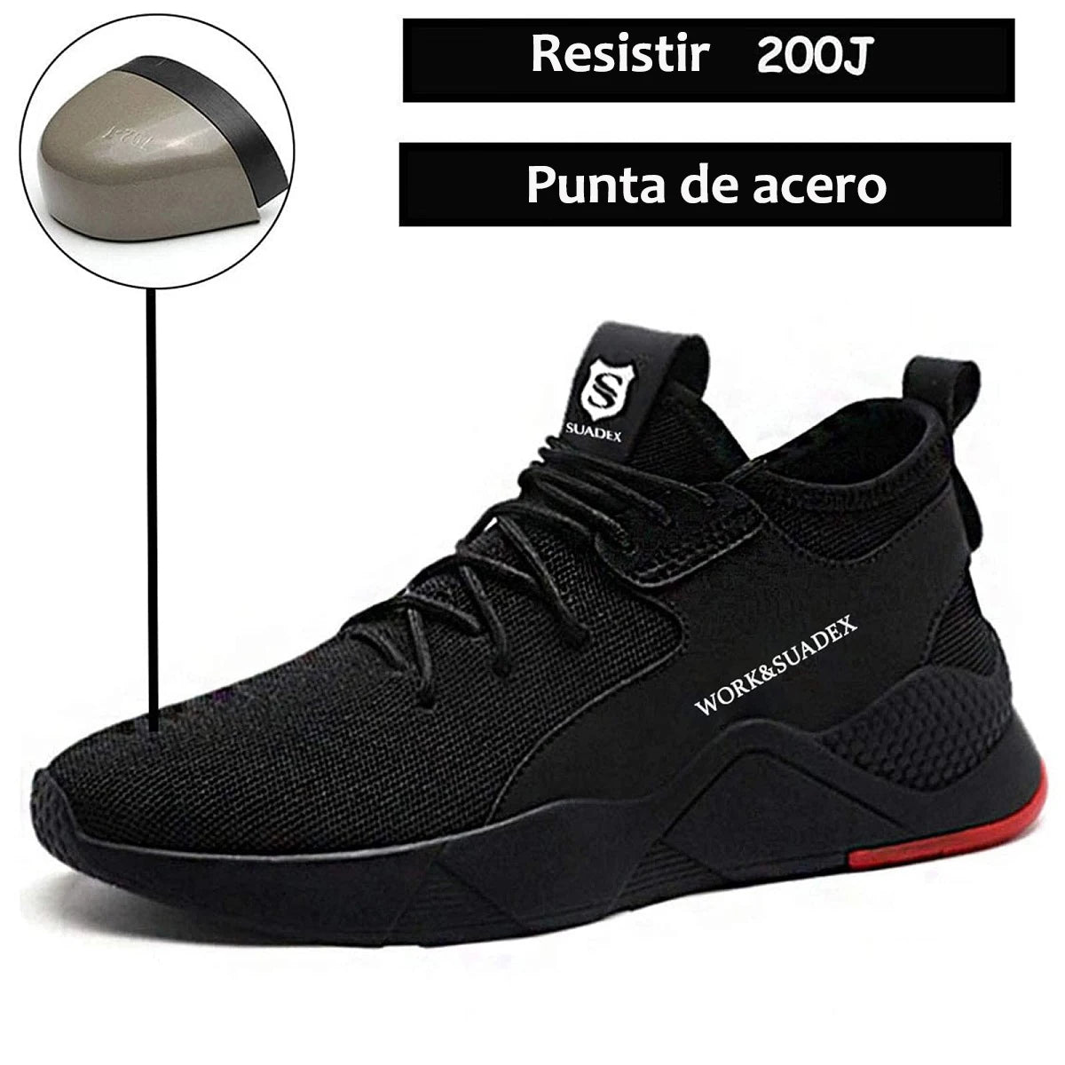 SUADEX Men Work Safety Shoes Steel Toe Cap Boots Durable