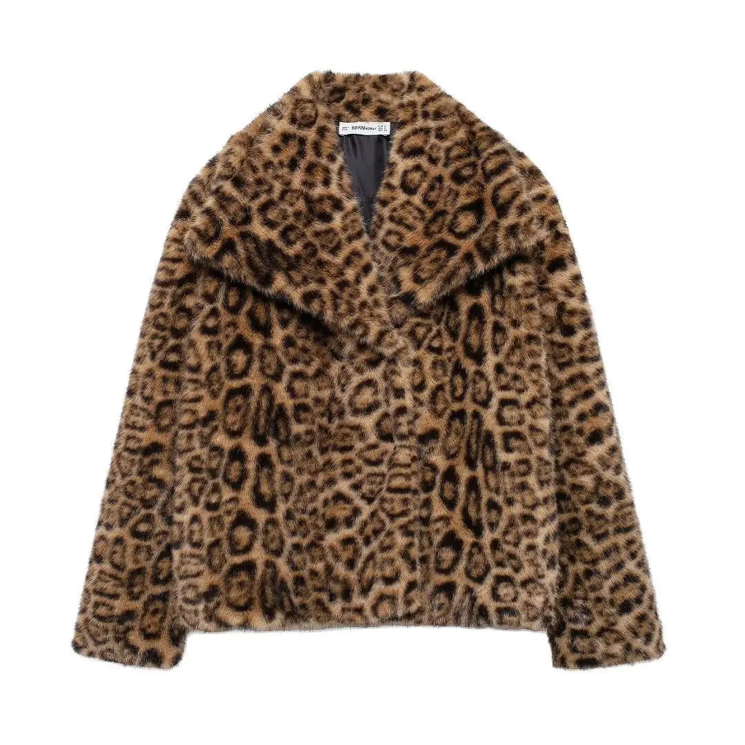 Siyang Faux Fur Coat Women Turn Down Collar Winter Streetwear
