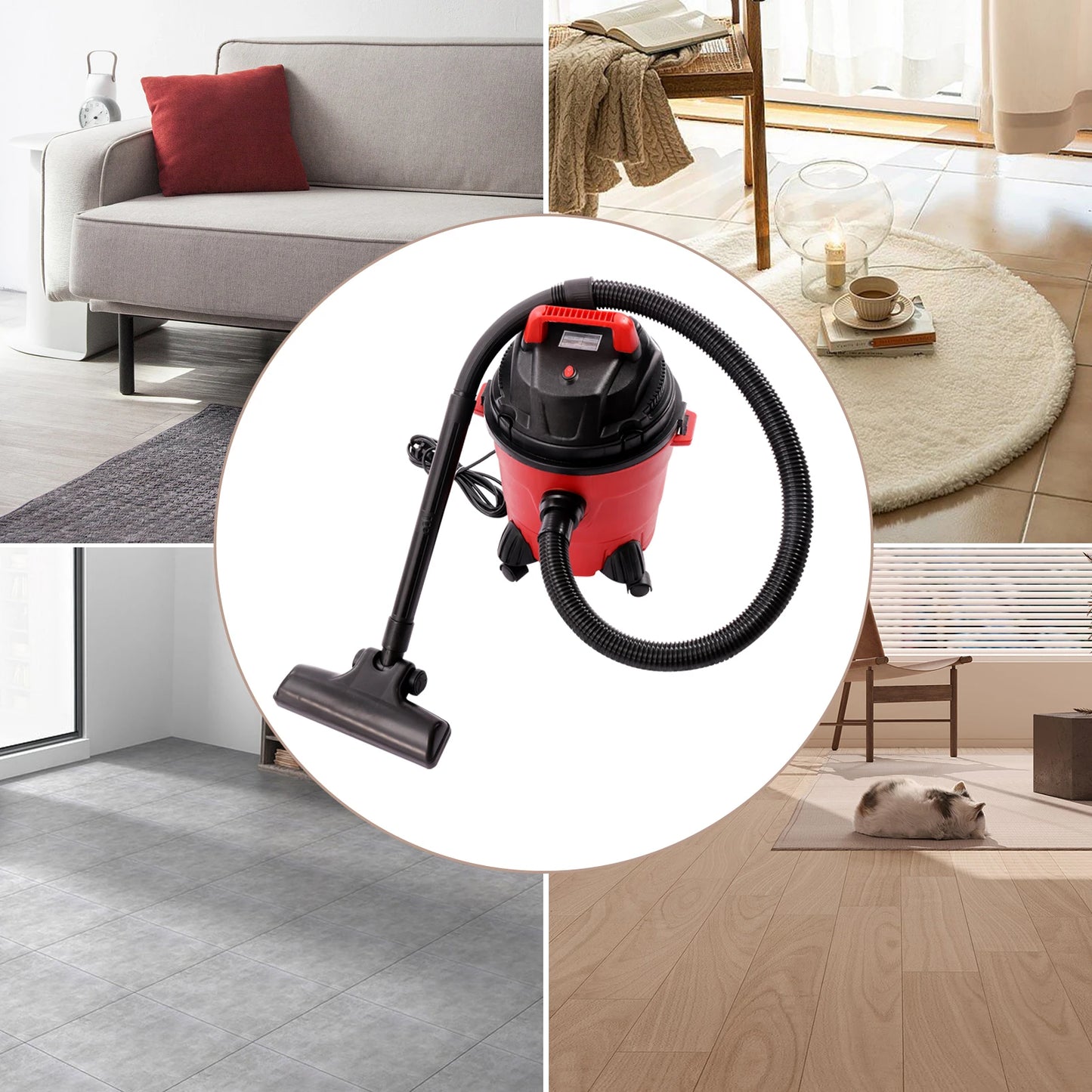 15L/4Gal Wet/Dry Vacuum Cleaner, 1000 W 1.34 HP Portable Heavy-Duty Shop Vacuum, 3 in 1 Function, for House Garage Car Workshop 