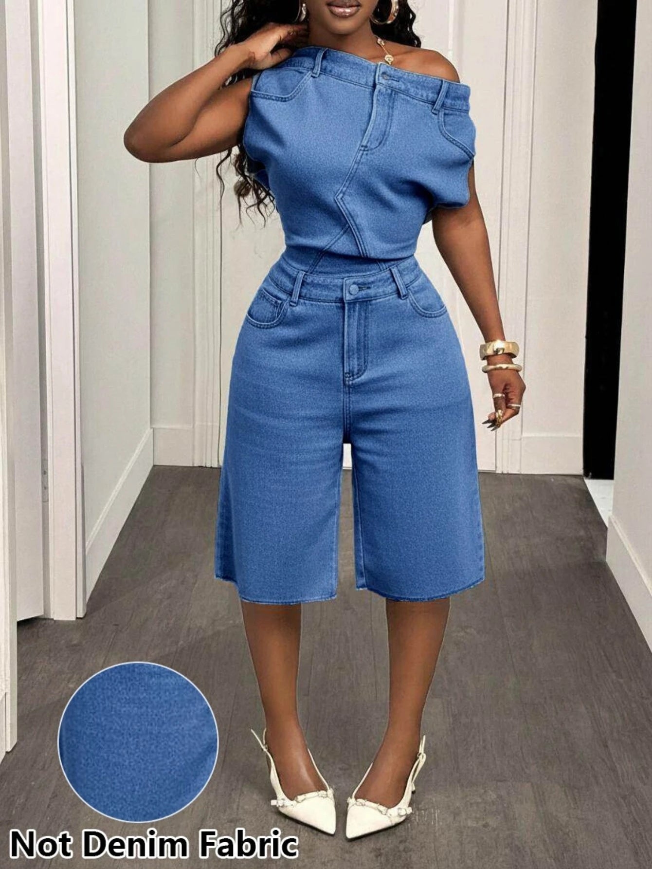 Women's Off Shoulder Top And Matching Shorts Casual Streetwear Set