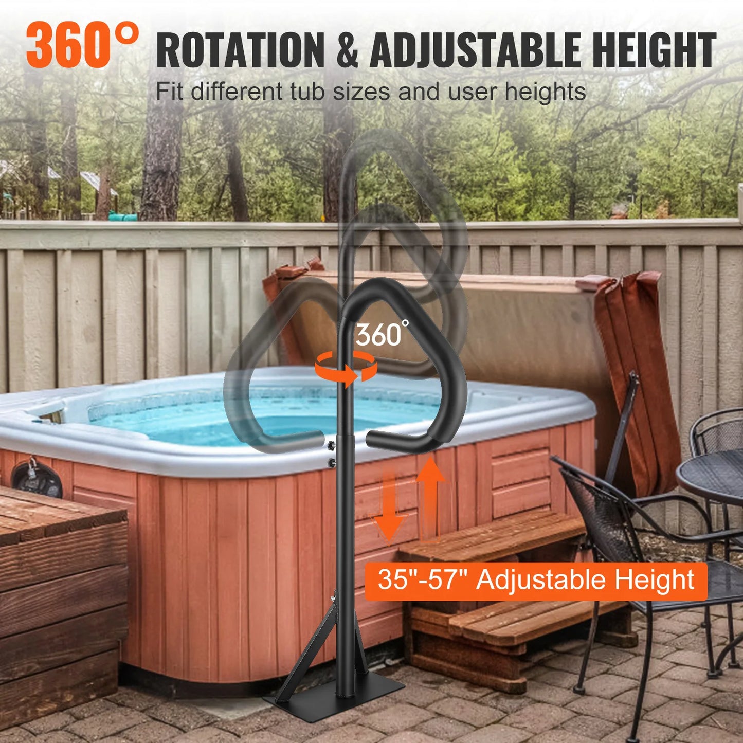 360 Rotatable Hot Tub Handrail With Adjustable Height Mount