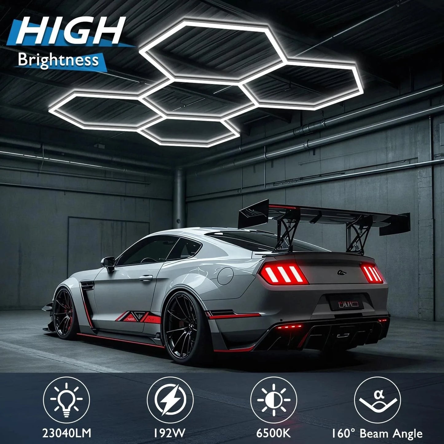 Hexagon LED Garage Light Honeycomb Ceiling For Detailing Shops