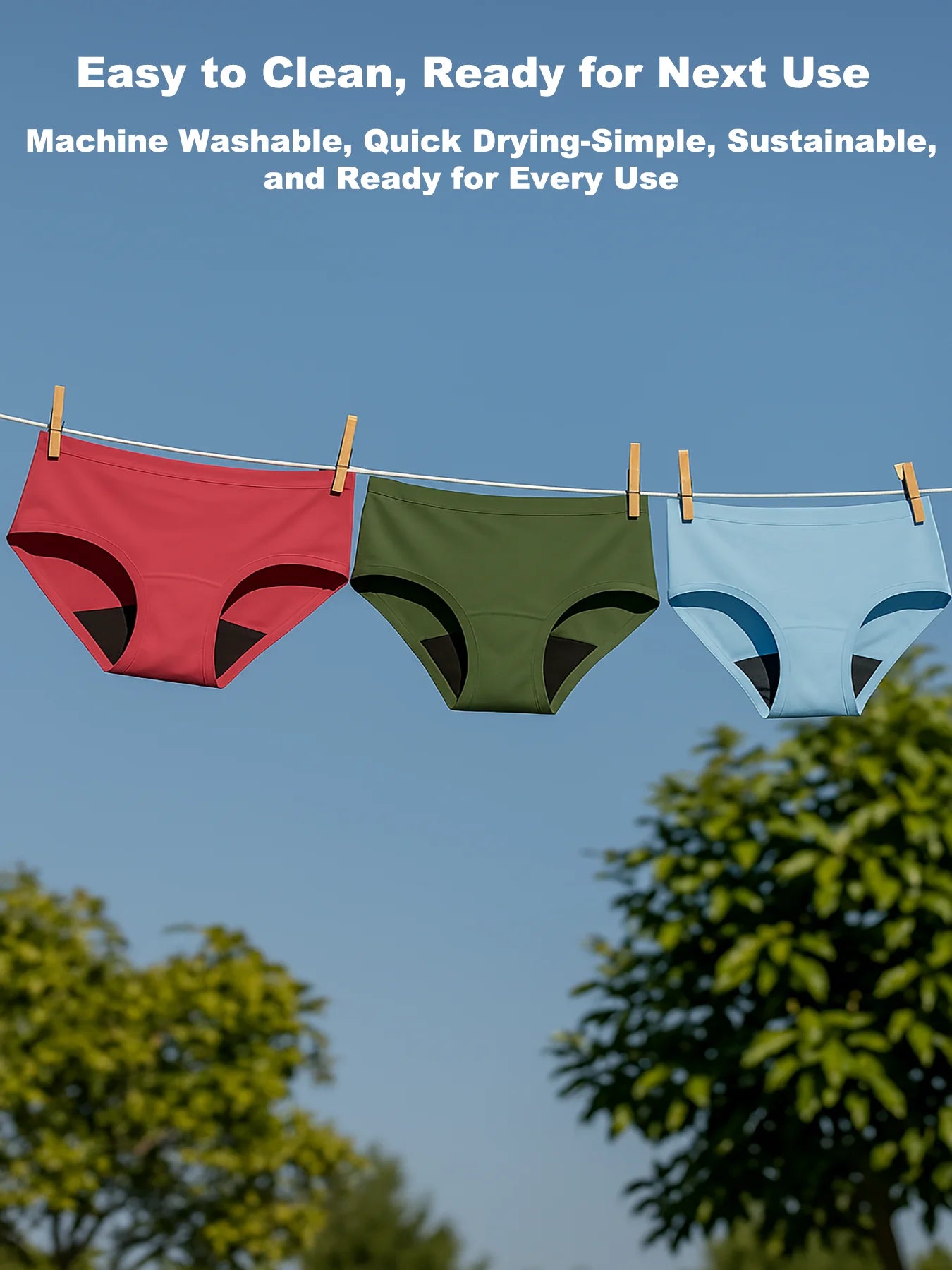 Teen Girls Seamless Period Underwear Three Pack Leakproof Heavy Flow